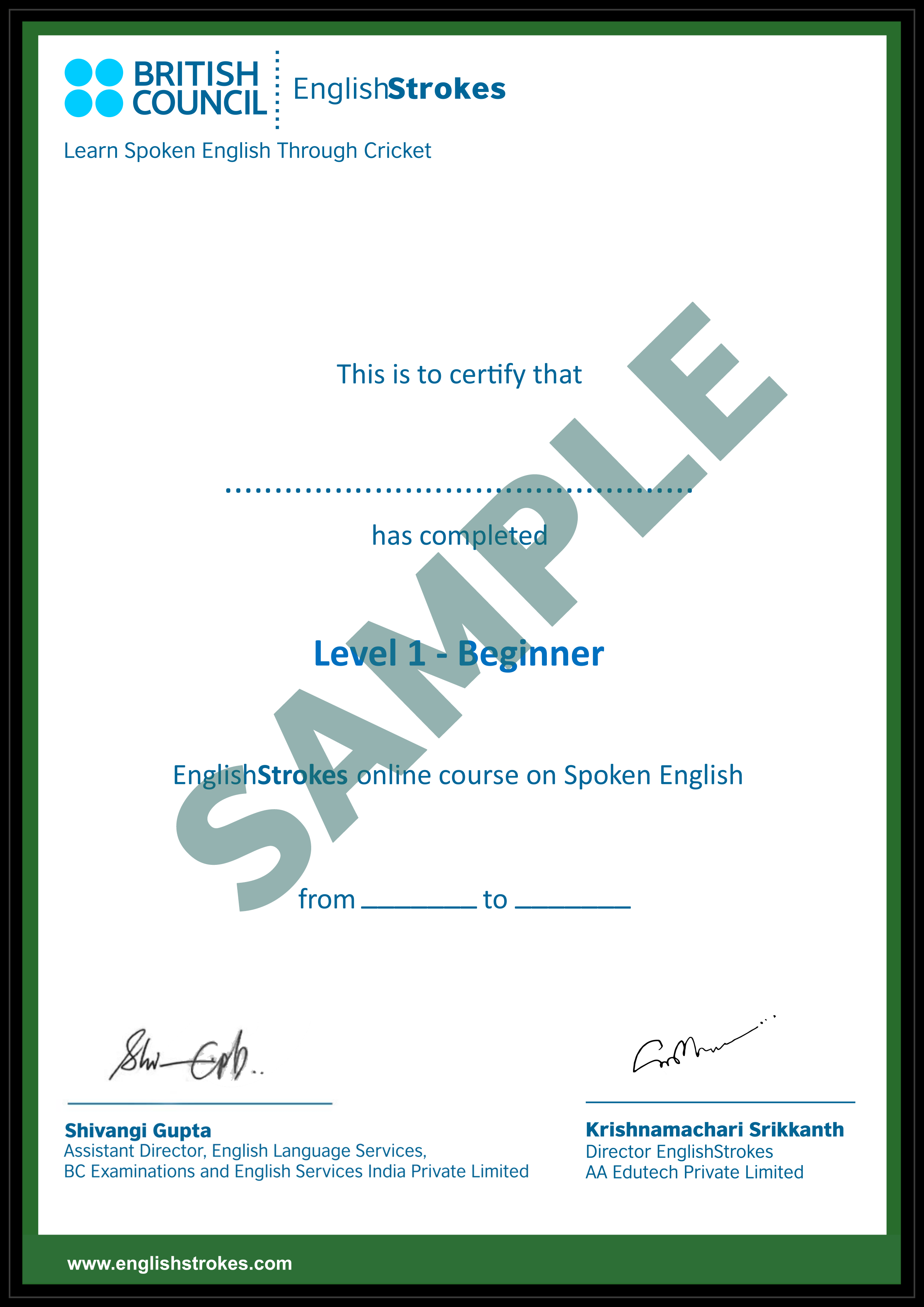 training certificate model
